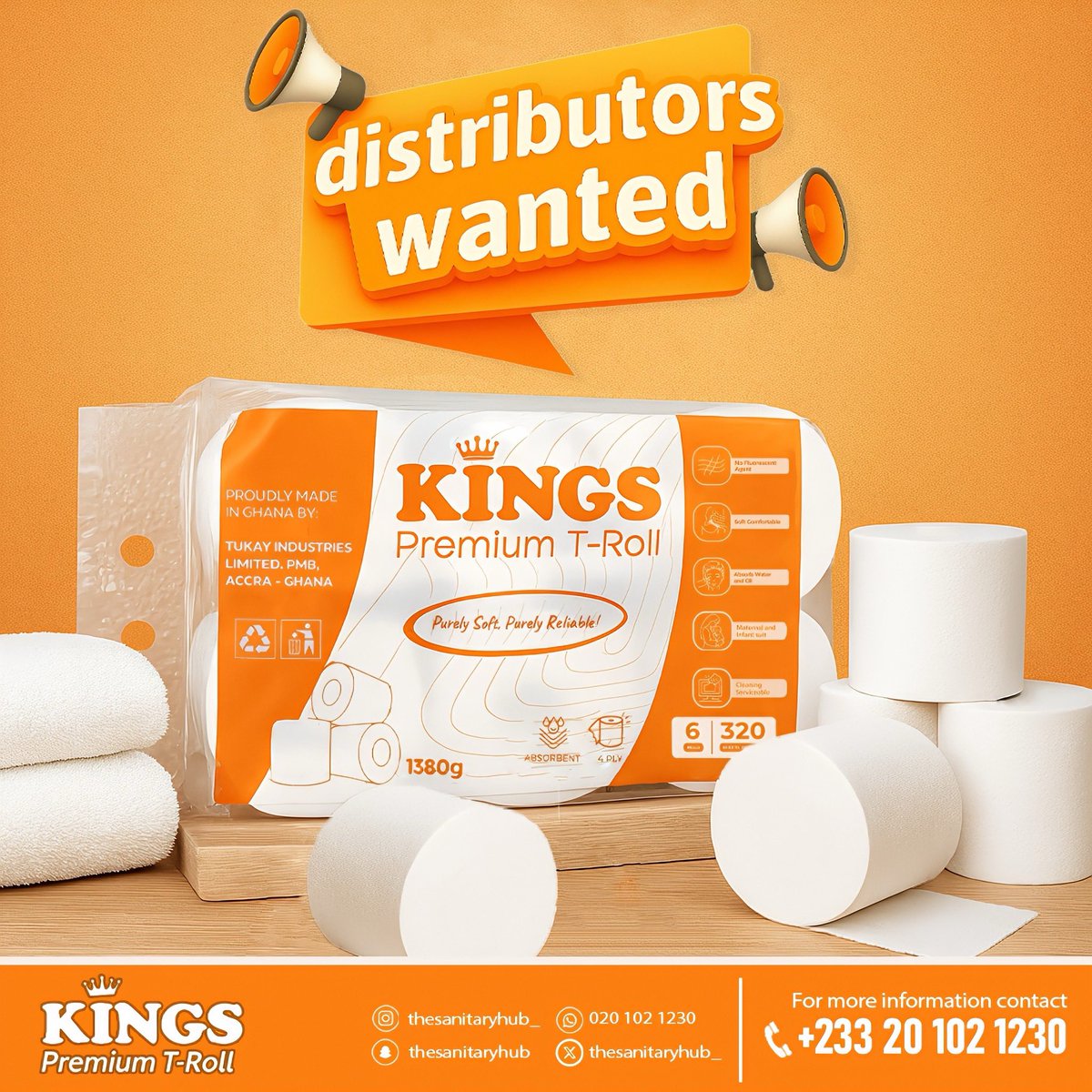 Ready to roll with the best?

Join the King's team and let's make waves together.

Distributors wanted in Ghana DM or call us on: 0201021230 to learn more! 📲
#KingspremiumTRoll