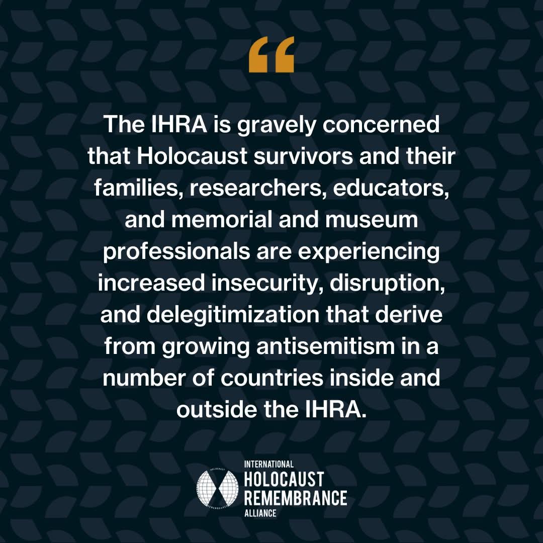 The <a href="/TheIHRA/">IHRA</a> Member States "decry that accurate and meaningful Holocaust remembrance worldwide is being threatened by the long-standing, deeply-rooted scourges of antisemitism and Holocaust distortion." Read the full statement from today's IHRA plenary: facebook.com/share/p/16hxUu…