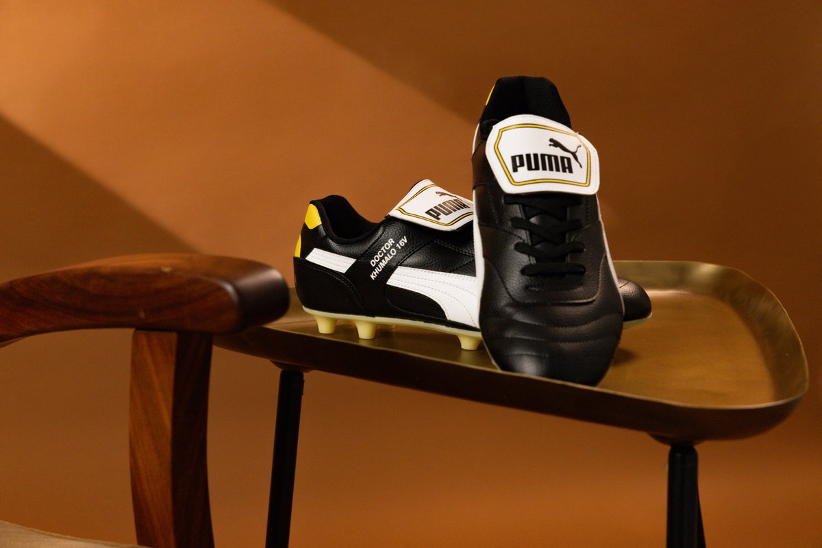 appolis_dylan's tweet photo. .@PUMASouthAfrica is honouring football legend Doctor Khumalo on his 58th birthday with the re-release of his signature football boot which starred in winning League, Cup and Afcon titles. https://t.co/wsFR7nzbzz