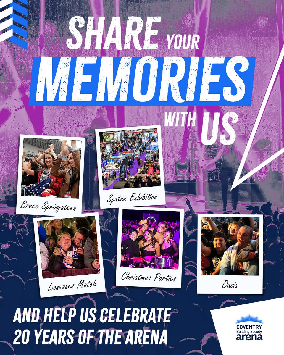 Coventry Building Society Arena (@cbsarena) on Twitter photo This summer we turn 20!
And to help us celebrate, we’re asking you to share your favourite memories from inside the arena.
All pictures will be entered into a competition to be part of our CELEBRATING 20 YEARS campaign!
To submit an image, please visit: coventrybuildingsocietyarena.co.uk/20-years-memor… This summer we turn 20!
And to help us celebrate, we’re asking you to share your favourite memories from inside the arena.
All pictures will be entered into a competition to be part of our CELEBRATING 20 YEARS campaign!
To submit an image, please visit: coventrybuildingsocietyarena.co.uk/20-years-memor…