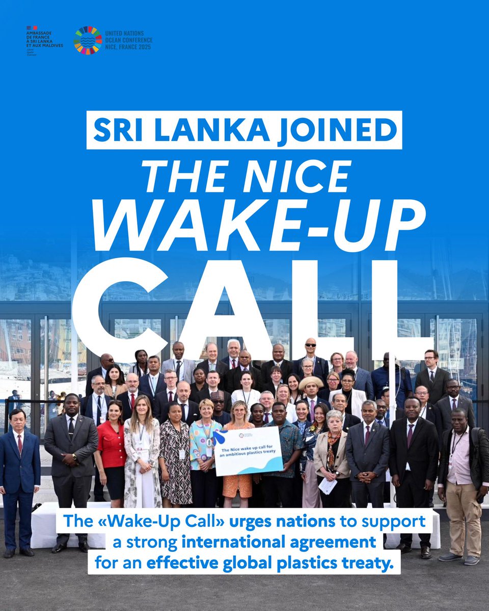 🇫🇷🤝🇱🇰 France and Sri Lanka joined the "Nice Wake-Up Call" at #UNOC3
We are delighted that Sri Lanka is growing this coalition supporting a leaglly binding, science-based international agreement to tackle the plastic crisis.