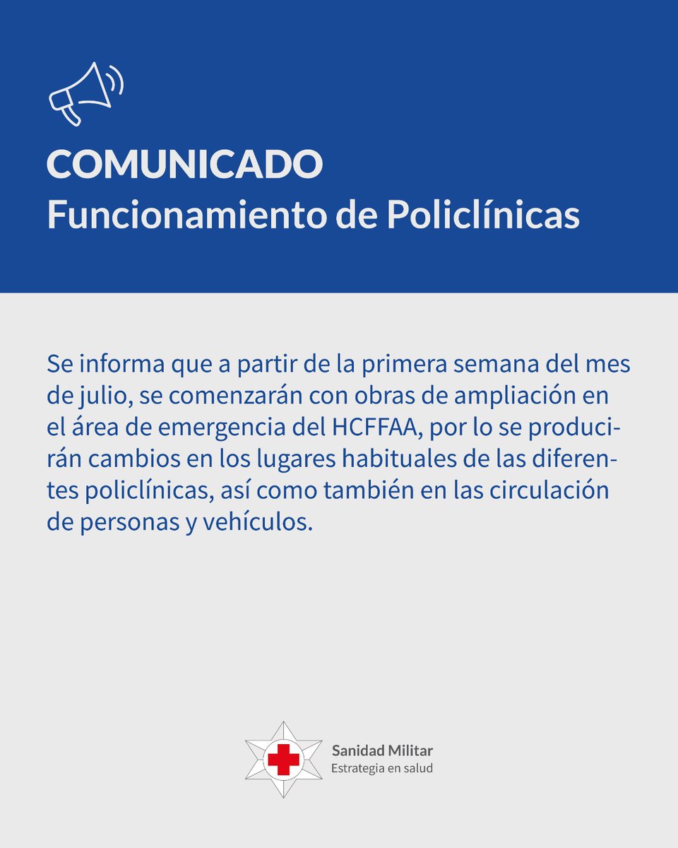 📢Comunicado sobre funcionamiento de policlínicas