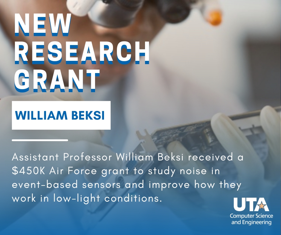 cseuta's tweet image. ⚙️📷Better Camera Tech: Understanding Noise to Make Sensors More Accurate
Big news! Assistant Professor William Beksi just landed a $450K grant from the Air Force Office of Scientific Research to dive deep into noise in event-based sensors. 
#ResearchInAction #STEM #SensorTech