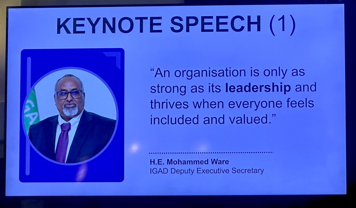 Strong leadership isn’t just about direction; it’s also about inclusion.

A timely reminder from IGAD’s Deputy Executive Secretary, H.E @MaWareSO on the power of belonging and empowering leadership in building thriving institutions.