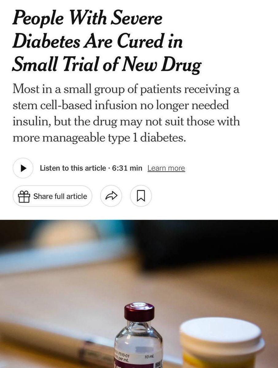 ⚠️Type 1 diabetes defeated? Scientists unveil treatment that cured 10 out of 12 patients with the most severe form

After a single injection, patients no longer need insulin — the body starts producing it on its own.

A global rollout is on the way: this miracle shot is set to