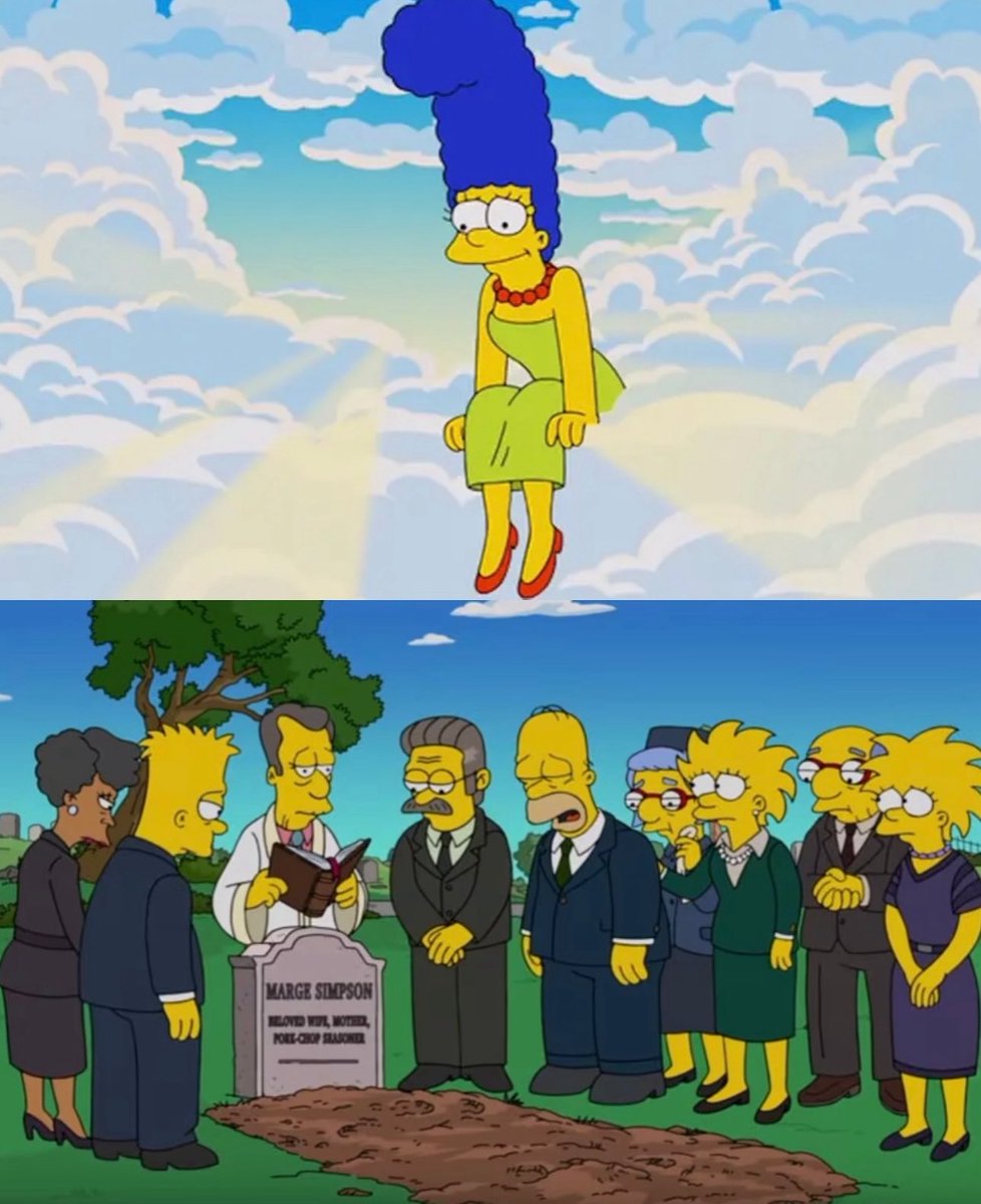 BreakTudo's tweet photo. Os Simpsons confirmaram oficialmente a morte de Marge Simpson, uma de suas personagens principais, em uma cena de flashforward do final da 36ª temporada, deixando muitos fãs em choque. https://t.co/F5B5VWOjos