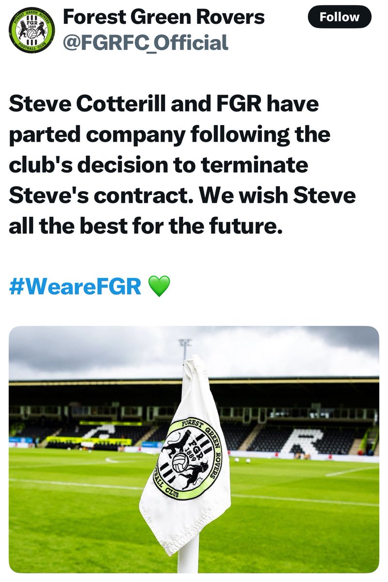 Admins everywhere, take note of this textbook sad corner flag. Wind free to denote the sombre atmosphere and under skies so moody they could have been painted by Constable. What a truly top class way to mark the end of the Cotterill era at Forest Green 🫡 9/10
#WeAreFGR