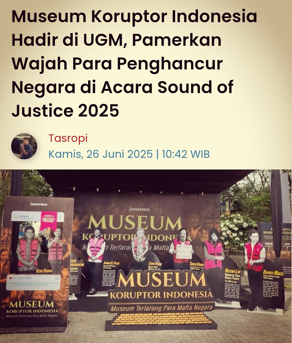 Presiden <a href="/prabowo/">Prabowo Subianto</a> tunjukin keseriusan anda perang melawan korupsi
Dukung dan Hadirkan Museum Koruptor sprti ini disetiap kota dan setiap Kampus,

radarsemarang.jawapos.com/berita/7261899…