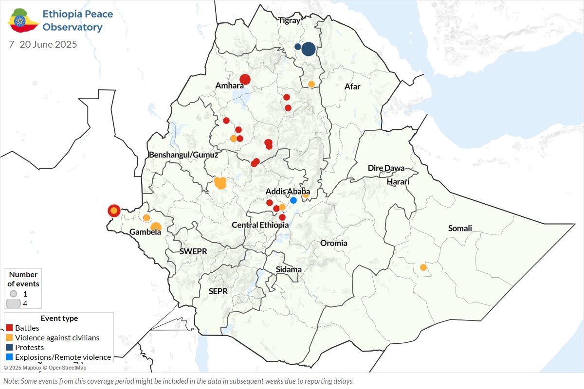 Displaced Tigrayans are staging mass protests in Mekele and Aksum in #Tigray region, demanding urgent returns to their homes. The demonstrations reflect growing frustration over delays &amp; political inaction on disputed territories. 

Full update: epo.acleddata.com/2025/06/25/eth…