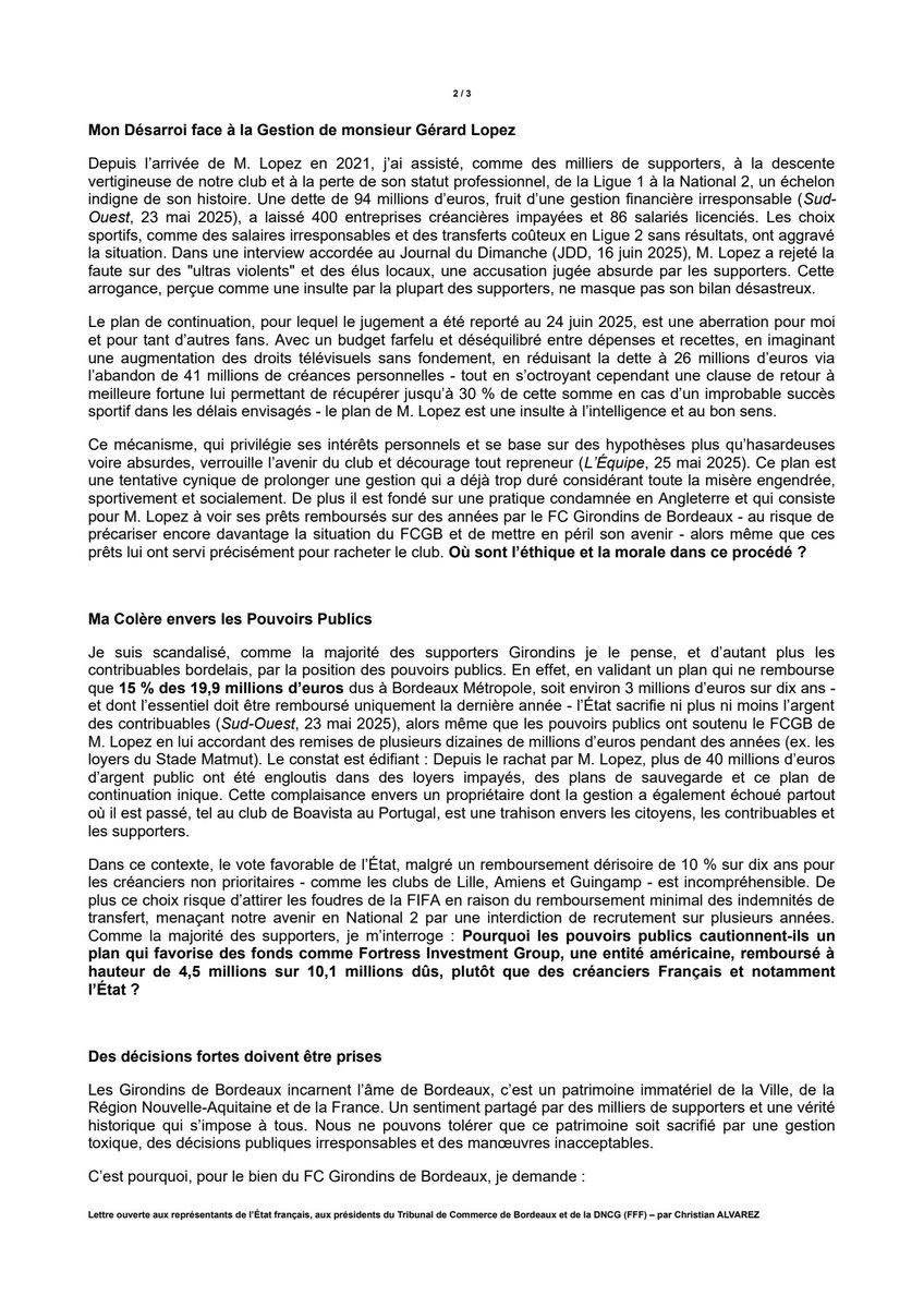RenouveauFCGB's tweet image. Je prie officiellement @PierreHurmic @Bordeaux
@christinebost @BxMetro @AssembleeNat @Senat @FFF #TribunalDeCommerceBdx
#AdministrateurJudiciaire de révéler publiquement comment le plan insincère et inconsistant de @gerard_lopez_ , déja condamné par la Justice, a pu être validé ?