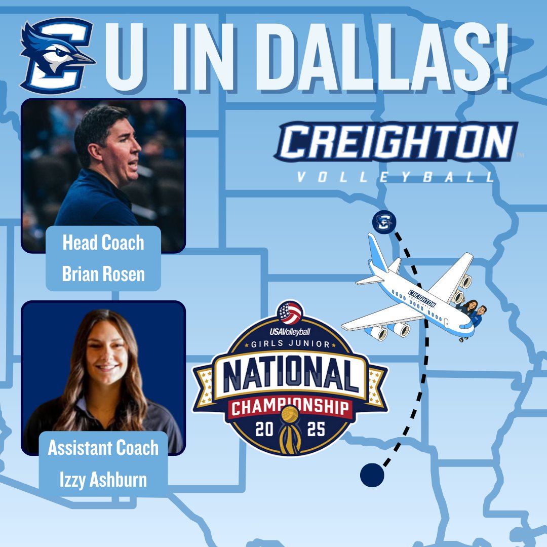 CreightonVB's tweet image. Head Coach Brian Rosen and Assistant Coach Izzy Ashburn are headed down to Dallas for the USAV Girls Junior National Championships to look for future Bluejays! Best of luck to all teams competing!
#GoJays