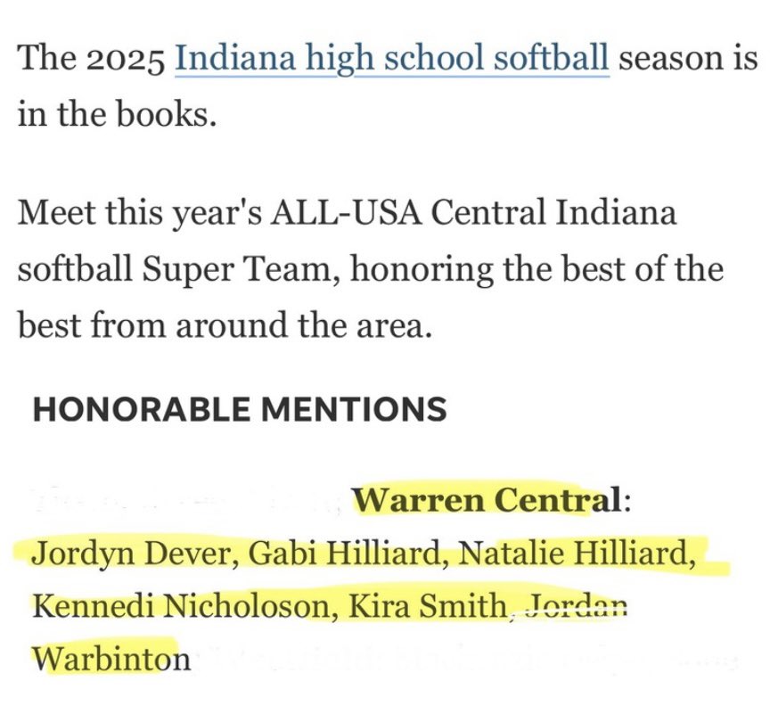 Indy Star ALL-USA Central Indiana softball Super Team, honoring the best of the best from around the area. <a href="/WarriorNation_1/">WCHS Athletic Dept</a> <a href="/Brian_Haenchen/">hank 🇰🇷</a>
