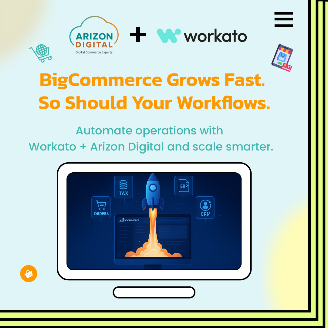 arizondigital's tweet image. Manual ops slow you down.

🚀 Arizon Digital + Workato = smart automation for BigCommerce.

✅ Orders process themselves
✅ Data syncs in real time
✅ Growth without bottlenecks

#SmartEcommerce #WorkflowAutomation