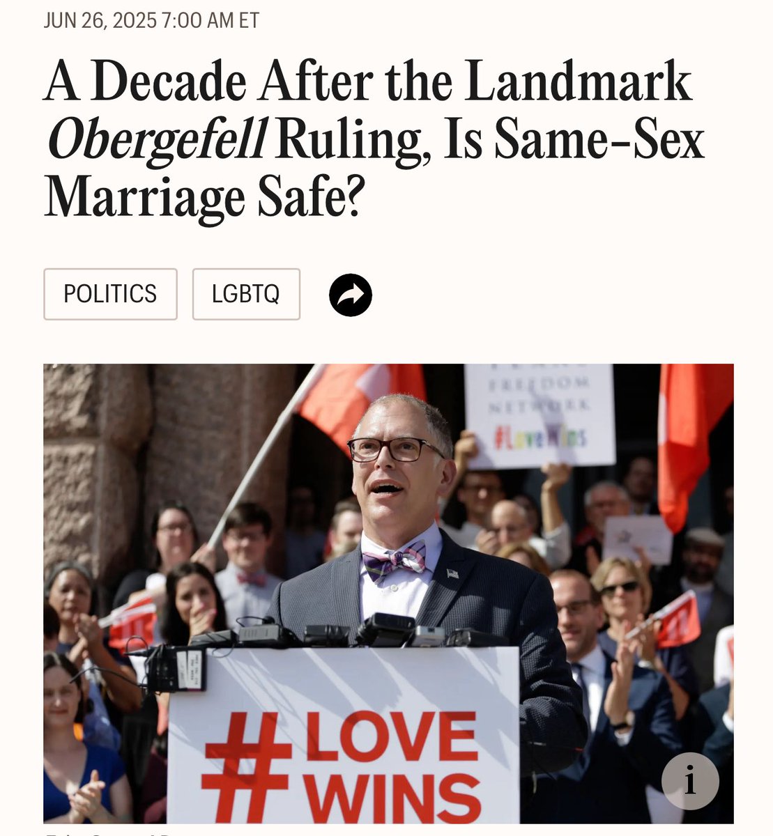 No, it’s not. 

10 years ago today, the Supreme Court legalized so-called “same sex marriage” through an unconstitutional and ungodly act of judicial supremacy known as Obergefell. 

10 years from now, we believe Obergefell will have been overturned. 

And Southern Baptists must