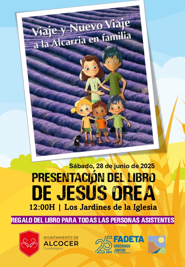 ✅Este sábado, en #Alcocer, presentación del libro de Jesús Orea 'Viaje y Nuevo Viaje a la Alcarria en familia' editado por FADETA.
📖Consigue tu ejemplar y redescubre la Alcarria. Te esperamos.
📅28 de junio
🕛12,00 horas
📍Los Jardines de la Iglesia
#fadeta #siempreenlaalcarria