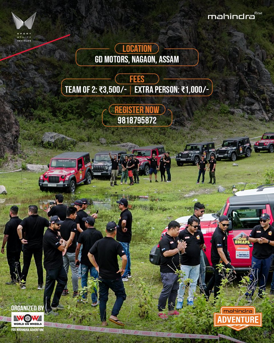 Nagon was known for its wildlife and jewelry. Rough terrain is a bonus. #ExploreTheImpossible.

Book your spot for #GreatEscapeNagaon now. Link in bio.

#MahindraAdventure #Adventure #4x4 #offroading #GreatEscape #Nagaon #Assam