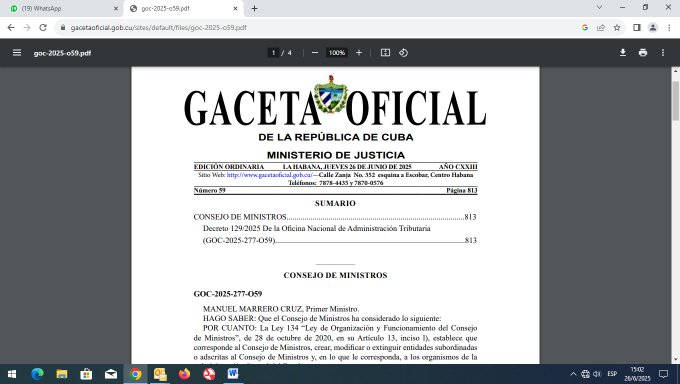 Ministerio de Finanzas y Precios Cuba (@finanzasprecios) on Twitter photo 🧐 Publica la Gaceta Oficial el Decreto 129, que reconoce la
<a href="/OnatdeCuba/">ONAT de Cuba</a> como entidad nacional subordinada al Consejo de Ministros! 🇨🇺
👉Esta disposición implementa la acción del Programa de Gobierno relativa al perfeccionamiento de la
<a href="/OnatdeCuba/">ONAT de Cuba</a> 🇨🇺
#Cuba 🧐 Publica la Gaceta Oficial el Decreto 129, que reconoce la
<a href="/OnatdeCuba/">ONAT de Cuba</a> como entidad nacional subordinada al Consejo de Ministros! 🇨🇺
👉Esta disposición implementa la acción del Programa de Gobierno relativa al perfeccionamiento de la
<a href="/OnatdeCuba/">ONAT de Cuba</a> 🇨🇺
#Cuba