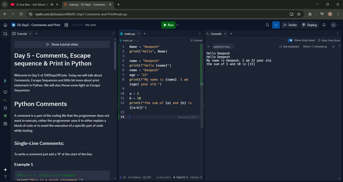 Deepkum004Kumar's tweet image. "3 din ki fight, ek line ki jeet.
Today I don’t just print strings — I control them.
#CodeWarrior #PythonJourney"
Finally i learn......................