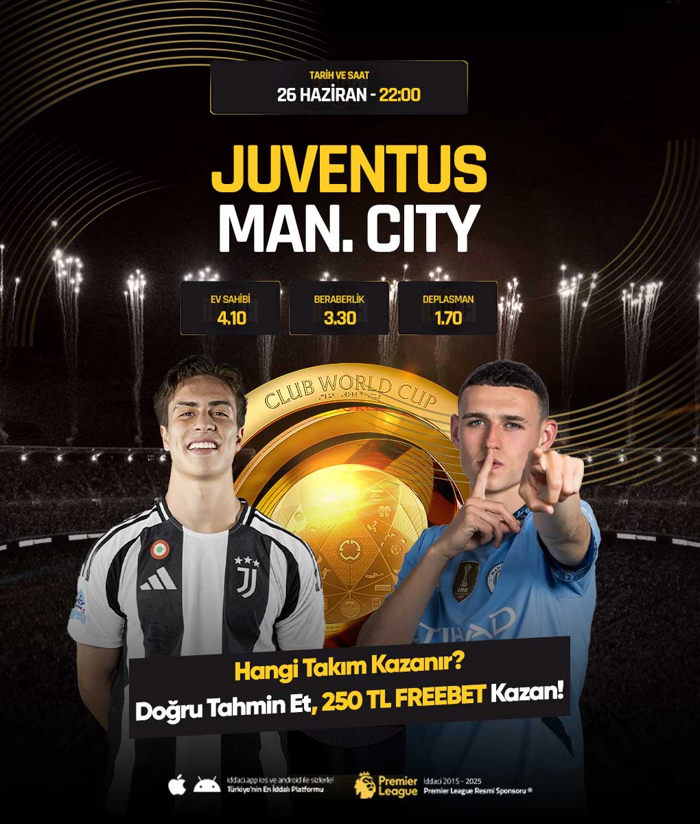 🔥 BÜYÜK DERBİ HEYECANI! 🔥
⚽️ #Juventus  🆚 #ManCity  
📅 Tarih: 26 Haziran
🕥 Saat: 22:00

💥 Doğru tahmin et, 250 TL FREEBET yada FREESPIN kazan!

1️⃣ Tahminini ve kullanıcı adını yaz
2️⃣ 3 arkadaşını etiketle
3️⃣ Gönderiyi RT’le

#juventusfc  #bonus #freespin #iddaci