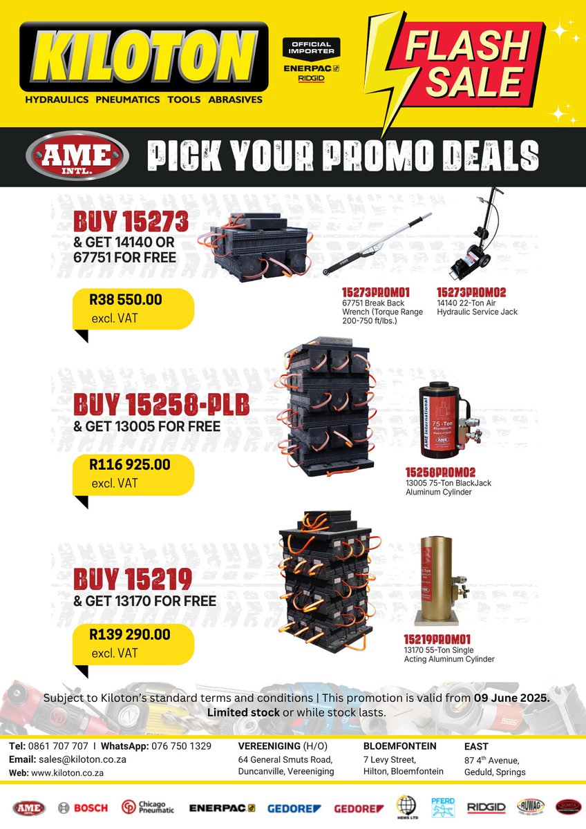 Kiloton_Hyd's tweet image. Choose your PROMO today: In mining, construction, or any other industrial setting, stability is crucial. AME Cribbing Blocks deliver unmatched safety and support, built tough for the heaviest loads and the harshest conditions. 

#AMECribbingBlocks #AMEPromo #SafeSolutions