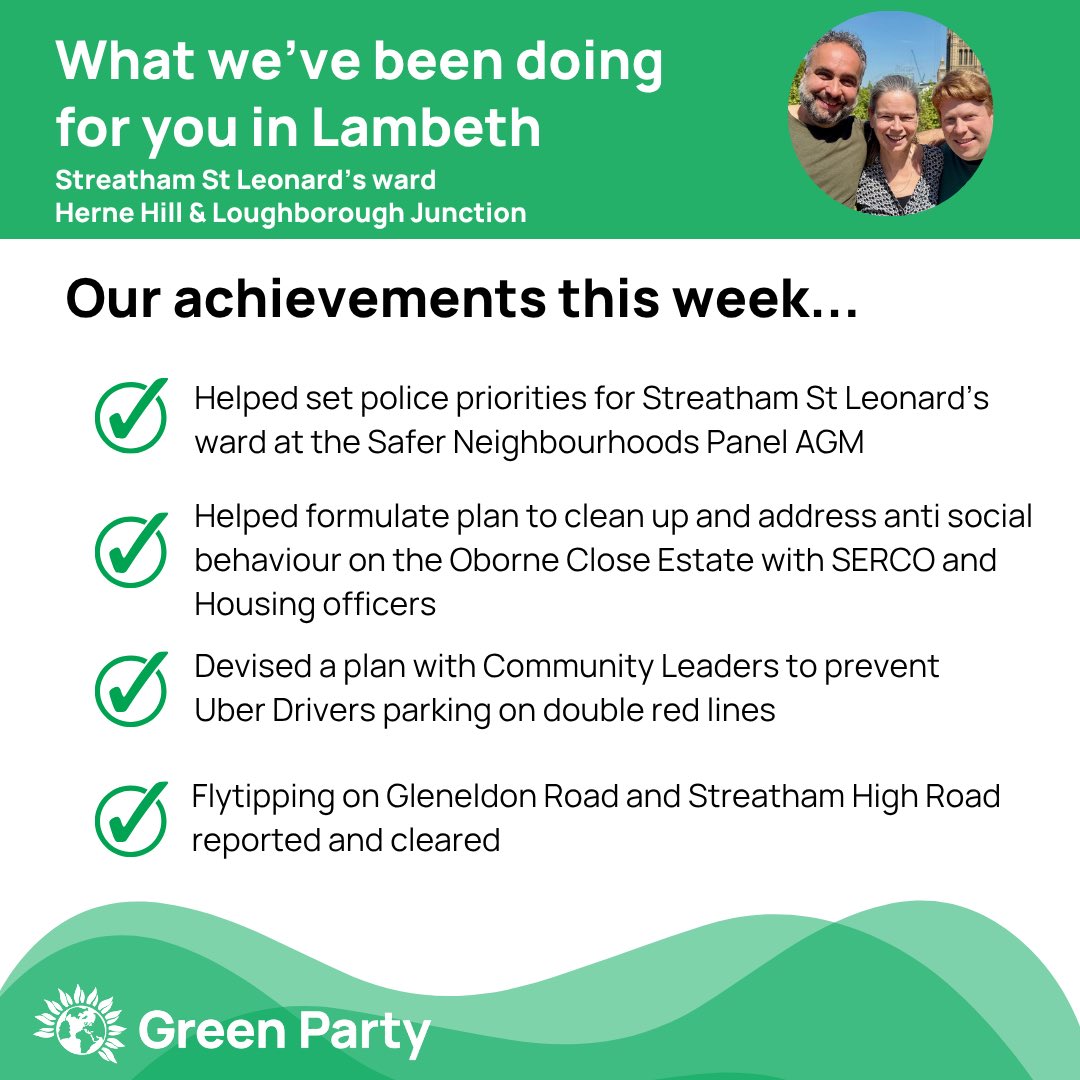 Here’s a quick snapshot of what your @lambethgreenparty.bsky.social councillors have been up to this week on behalf of residents and businesses across the borough. 

join.greenparty.org.uk

💚