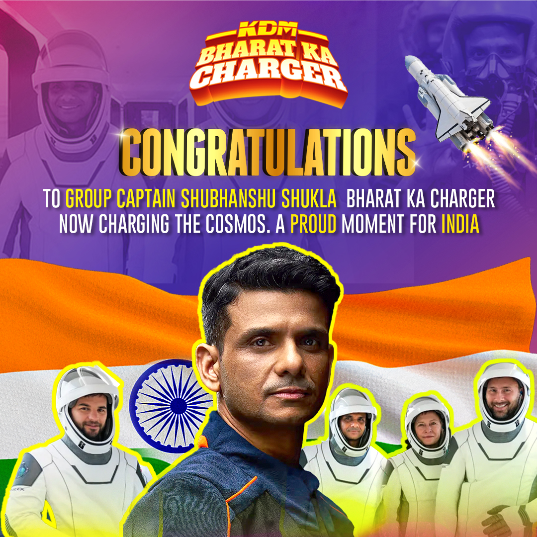 KDM INDIA (@kdmindia_in) on Twitter photo Group Captain Shubhanshu Shukla is not just an astronaut - He’s Bharat ka Charger,
⚡️Powering India’s name beyond the skies!
<a href="/IAF_MCC/">Indian Air Force</a>
#BharatKaCharger #KDMIndia #Ax4 #IndianAirForce Group Captain Shubhanshu Shukla is not just an astronaut - He’s Bharat ka Charger,
⚡️Powering India’s name beyond the skies!
<a href="/IAF_MCC/">Indian Air Force</a>
#BharatKaCharger #KDMIndia #Ax4 #IndianAirForce