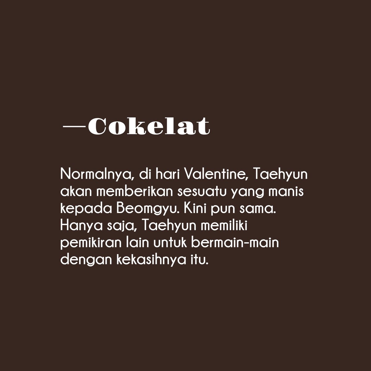 taegyu fanfiction 🔞
—cokelat

explicit [1,8k words]
⚠️pwp, boypussy!bg, crossdressing, c*ckwarming, kinda food play

🔗medium.com/@tsuyunim/coke…