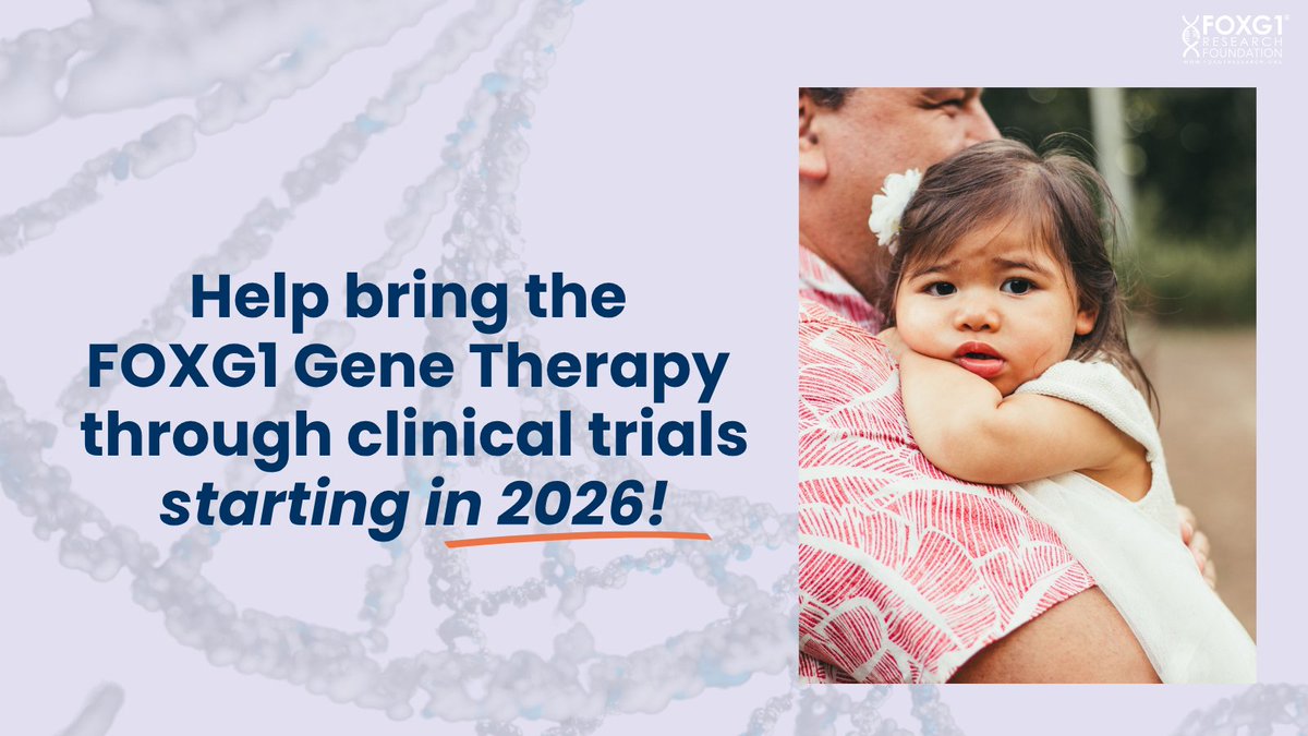 The #FOXG1 #GeneTherapy is on track for #clinicaltrials in early 2026 — bringing us closer than ever to a treatment for kids who need it.
🧬 How to help:
▪️ Donate
▪️ Share
▪️ Connect us with funders
Join the “Yes, They Can!” campaign today: foxg1research.org/yes-they-can