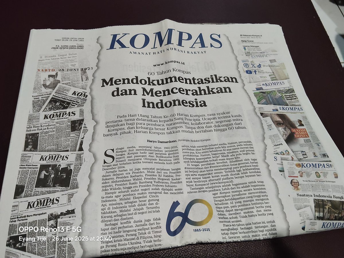 Terima kasih <a href="/kompascom/">Kompas.com</a>  koran edisi khusus, edisi 60 tahun sdh sy terima.