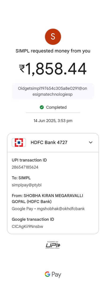 krishna_c003's tweet photo. I’m attaching the payment screenshot as proof.
I’ve done my part there seems to be a glitch on Simpl’s app, and I request this be resolved immediately before the next billing cycle starts. https://t.co/GYIBxJVylS