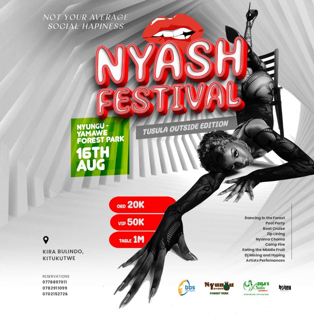 Mark the dates 👌🏽
#NyashFestival is Back Big and Spiced with it's #TusulaOutSideEdition 
On the 16th of August 
<a href="/Nyunguforest/">Nyungu Yamawe Forest Park</a> - Kira Bulindo Kitukutwe