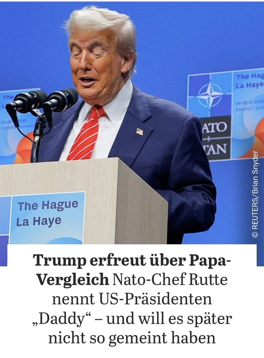 christian_leye's tweet image. Und Tschüss Würde, war schön mit Dir 👋
Wie kann man sich so erniedrigen, nachdem Trump die Europäer dazu genötigt hat, Unsummen in Bewaffung zu stecken?
Wenn "Daddy" in den nächsten Krieg zieht, rutschen die Europäer auf einer Schleimspur hinterher, egal was sie das kostet.