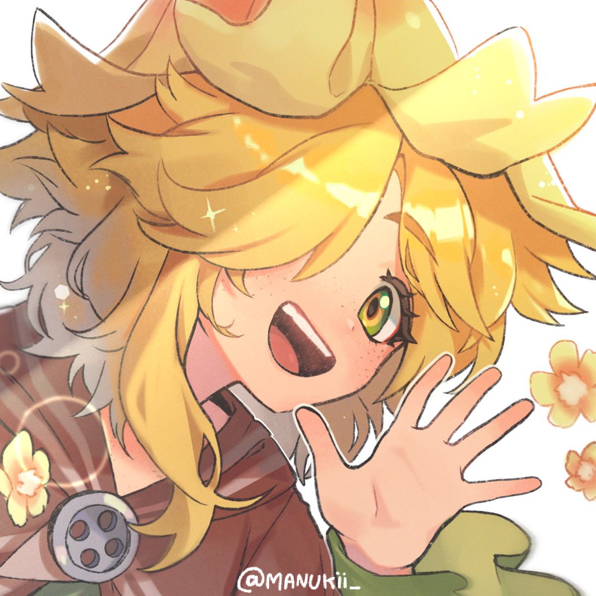 manukii_'s tweet image. Trying a different artstyle! Gift art request for @florittv :D