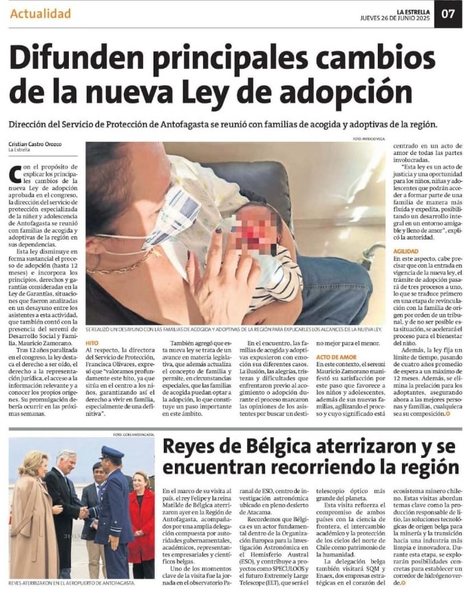 MDSF Antofagasta (@dsocial_ii) on Twitter photo ¿Sabe en qué consisten los cambios de la nueva Ley de Adopción? Compartimos la nota del Diario La Estrella de #Antofagasta, que destaca las conclusiones de un encuentro participativo entre el Servicio de Protección y familias de acogida y de adopción.
<a href="/MinDesarrollo/">Ministerio de Desarrollo Social y Familia</a>
@Subseninez ¿Sabe en qué consisten los cambios de la nueva Ley de Adopción? Compartimos la nota del Diario La Estrella de #Antofagasta, que destaca las conclusiones de un encuentro participativo entre el Servicio de Protección y familias de acogida y de adopción.
<a href="/MinDesarrollo/">Ministerio de Desarrollo Social y Familia</a>
@Subseninez