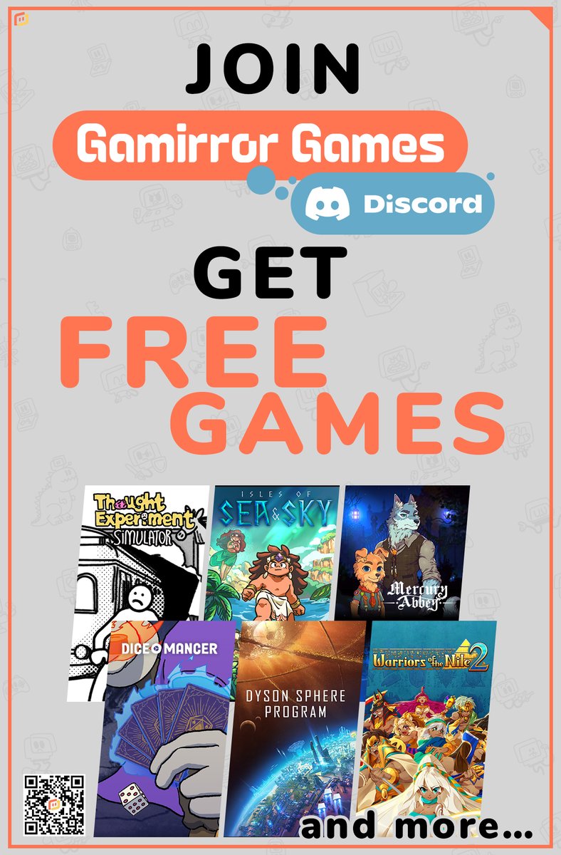GamirrorGames's tweet image. Welcome to the Gamirror Games Discord!
Here you can get all the latest information related to us!
Over the next week, we&apos;ll be giving away a total of 20 game keys, including awesome titles like Dyson Sphere Program and other premium indie games.
discord.gg/Cr4mU26KTJ