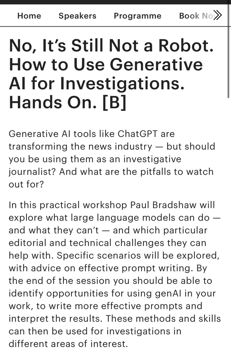 olorunwababs's tweet photo. Current session on “How to Use Generative AI for Investigations. Hands On” by @paulbradshaw at the @cijournalism Summer conference in London https://t.co/gRbVPWJ2dK