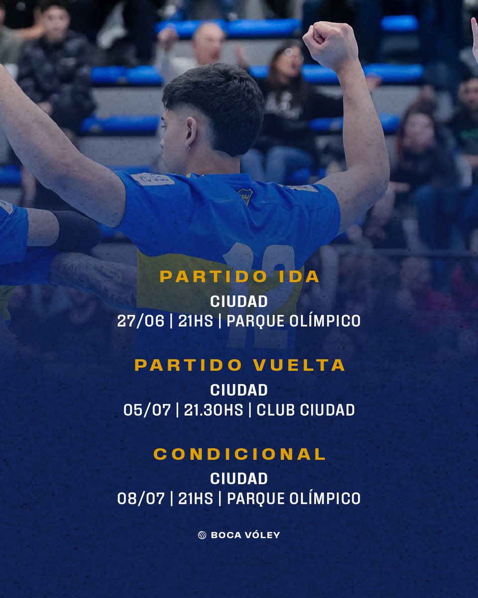 𝗦𝗲 𝘃𝗶𝗲𝗻𝗲𝗻 𝗹𝗼𝘀 𝗰𝘂𝗮𝗿𝘁𝗼𝘀 𝗱𝗲 𝗳𝗶𝗻𝗮𝗹 ⚔️🏐

Ya  terminó la Fase Regular, ahora los dirigidos por Gonzalo Barreiro tienen rival🔥. Se jugarán del 27/6 al  8/7 ante Ciudad. 

📝 Te dejamos toda la info para que vengas a alentar al Xeneize.

#DaleBoca 🔵🟡🔵