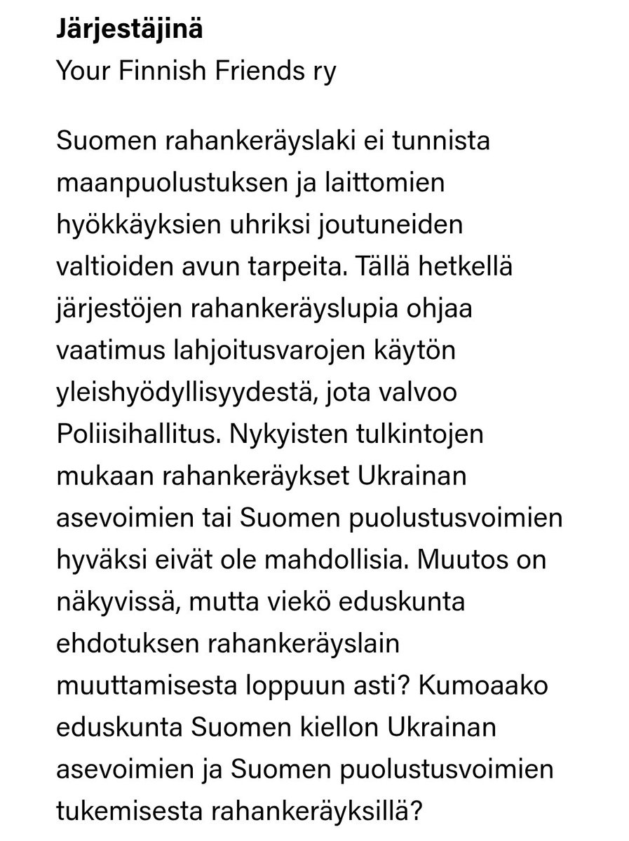 Your Finnish Friends ry (@finnishry) on Twitter photo ⚡️YFF SuomiAreenassa - osa 2
YFF ovat mukana järjestämässä kaksi keskustelutilaisuutta SuomiAreenassa Porissa tällä viikolla. Toinen keskustelu käsittelee rahankeräyslakia. Varapuheenjohtajamme <a href="/ElmerHalonen/">Elmer Halonen</a> osallistuu paneeliin perjantaina 27.6. klo 15:00 Vaakunan lavalla. ⚡️YFF SuomiAreenassa - osa 2
YFF ovat mukana järjestämässä kaksi keskustelutilaisuutta SuomiAreenassa Porissa tällä viikolla. Toinen keskustelu käsittelee rahankeräyslakia. Varapuheenjohtajamme <a href="/ElmerHalonen/">Elmer Halonen</a> osallistuu paneeliin perjantaina 27.6. klo 15:00 Vaakunan lavalla.