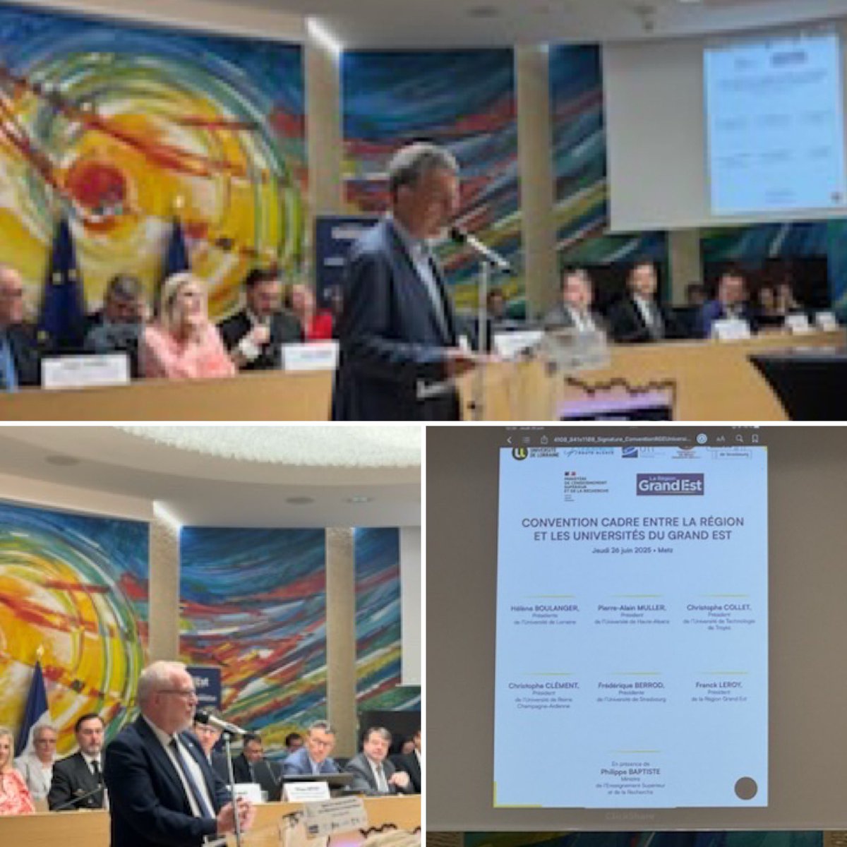 Signature d’une convention-cadre entre la <a href="/regiongrandest/">Région Grand Est</a> et les universités du territoire afin de mettre en place un partenariat renforcé au service de l’enseignement supérieur et de l’innovation.