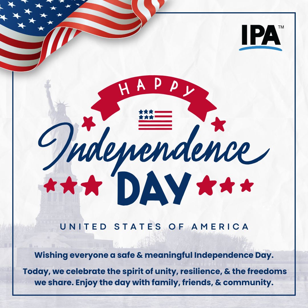 think_ipa's tweet image. From all of us at IPA, we wish everyone a safe and meaningful Independence Day.
Today, we celebrate the spirit of unity, resilience, and the freedoms we share. Enjoy the day with family, friends, and community!

#IndependenceDay #4thofJuly