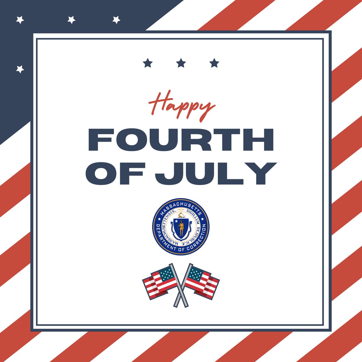 MACorrections's tweet image. Happy 4th of July! As we celebrate, we also want to thank all those who are working today, including our dedicated correction professionals, for their continued commitment to public safety. Wishing everyone a safe Independence Day!🎆