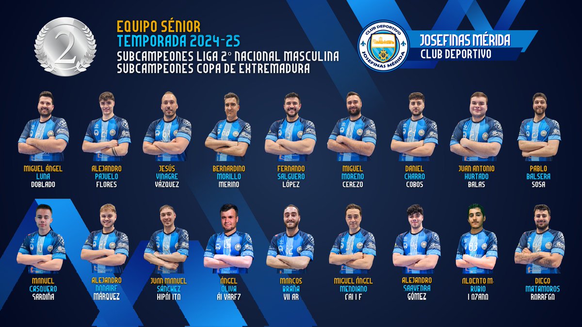 👤 Roster Equipo Sénior 
🤾‍♂️ Club Deportivo Josefinas Merida
🗓 Temporada 2024-25
💙 #FUERZAYHONOR 🤍