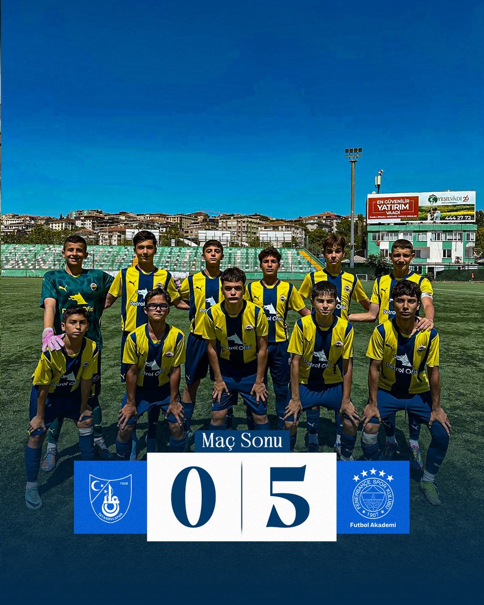 5 golle kazanıyoruz! 💪

U13 Ligi Maç Sonucu 

İstanbulspor 0-5 Fenerbahçe 

1' Egemen Çelik
6', 52' Emir Alp Kılıç
8' Miran Ares Arslan
30’ Ali Alpgiray Yıldız

#GençKanaryalar
