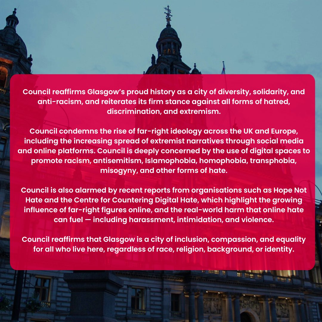 Glasgow Labour Group (@labour_gcc) on Twitter photo .<a href="/Cllr_Rashid/">Rashid Hussain</a> and <a href="/AnnJenkins2/">Cllr Ann Jenkins</a> have moved Labour’s first motion of Full Council on Online Hate.
Here’s part of our motion 👇 .<a href="/Cllr_Rashid/">Rashid Hussain</a> and <a href="/AnnJenkins2/">Cllr Ann Jenkins</a> have moved Labour’s first motion of Full Council on Online Hate.
Here’s part of our motion 👇
