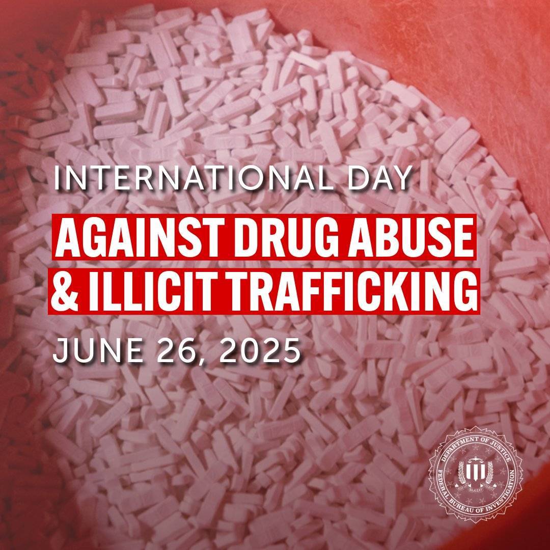 On this International Day Against Drug Abuse and Illicit Trafficking, the FBI reaffirms our commitment to removing dangerous drugs from our communities and holding dealers, traffickers, and accomplices accountable for their crimes.