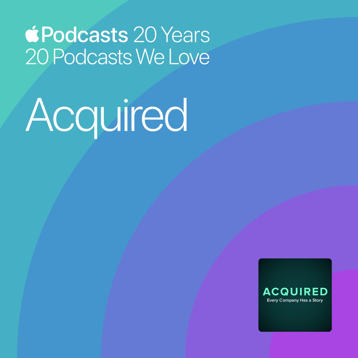 Acquired Podcast (@acquiredfm) on Twitter photo "Through well-researched storytelling, <a href="/djrosent/">David Rosenthal</a> and <a href="/gilbert/">Ben Gilbert</a> present information for a business- and technology-minded person in an exceptional format, giving each company its own narrative journey."
Thanks, Apple! "Through well-researched storytelling, <a href="/djrosent/">David Rosenthal</a> and <a href="/gilbert/">Ben Gilbert</a> present information for a business- and technology-minded person in an exceptional format, giving each company its own narrative journey."
Thanks, Apple!