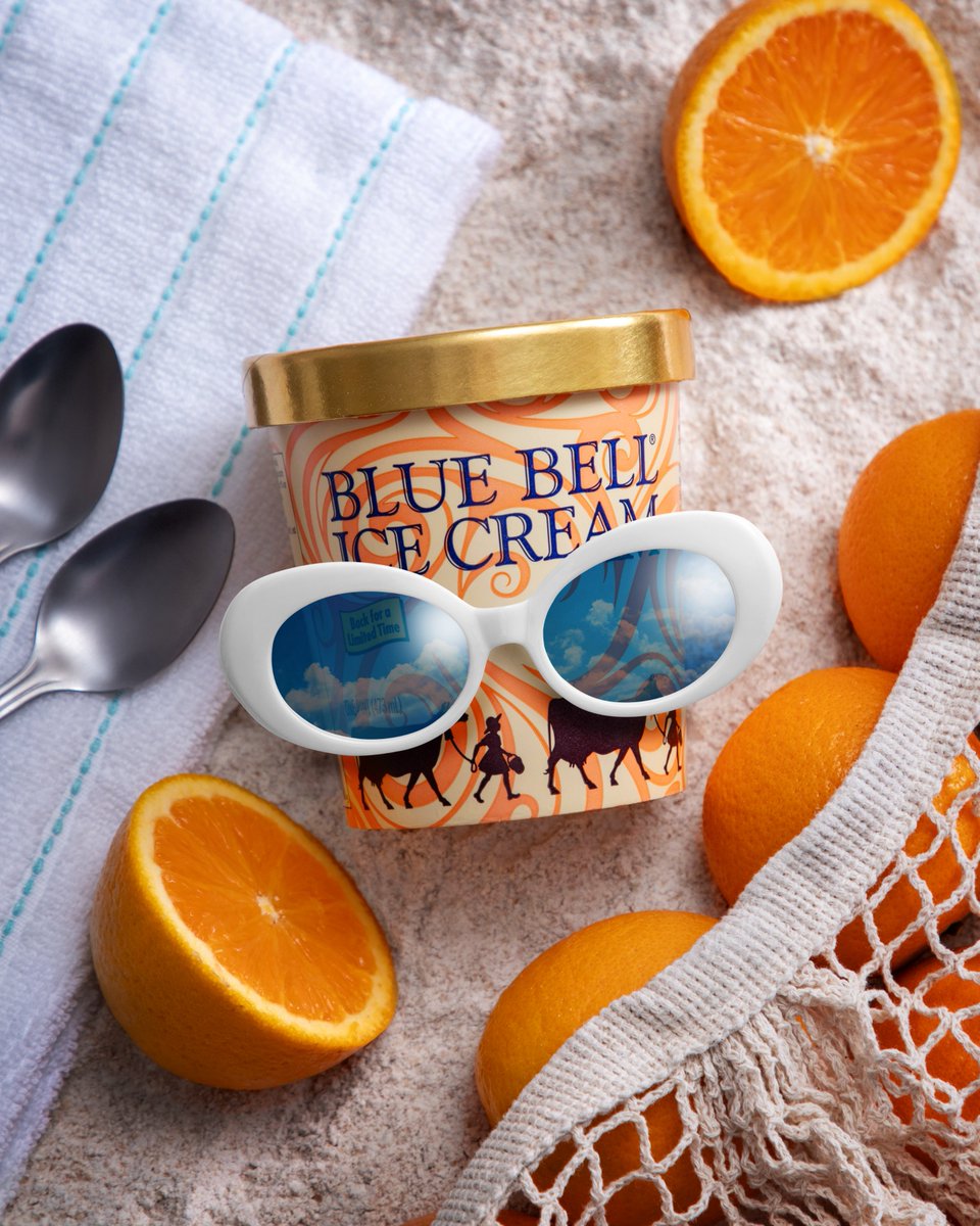 𝑶𝒓𝒂𝒏𝒈𝒆 you glad it’s National Ice Cream Month? We sure are. We’re 𝒔𝒘𝒊𝒓𝒍𝒊𝒏𝒈 with excitement about this flavor release! In stores 7-3-25. 😊🍊🍦 #bluebell #icecream