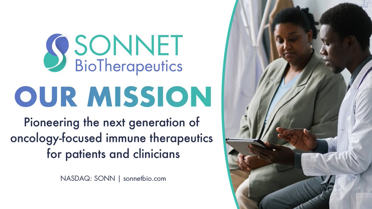 SonnetBio's tweet image. At Sonnet BioTherapeutics, our primary mission is to pioneer the next generation of oncology-focused immune therapeutics for patients and clinicians.

$SONN #Oncology #SolidTumors