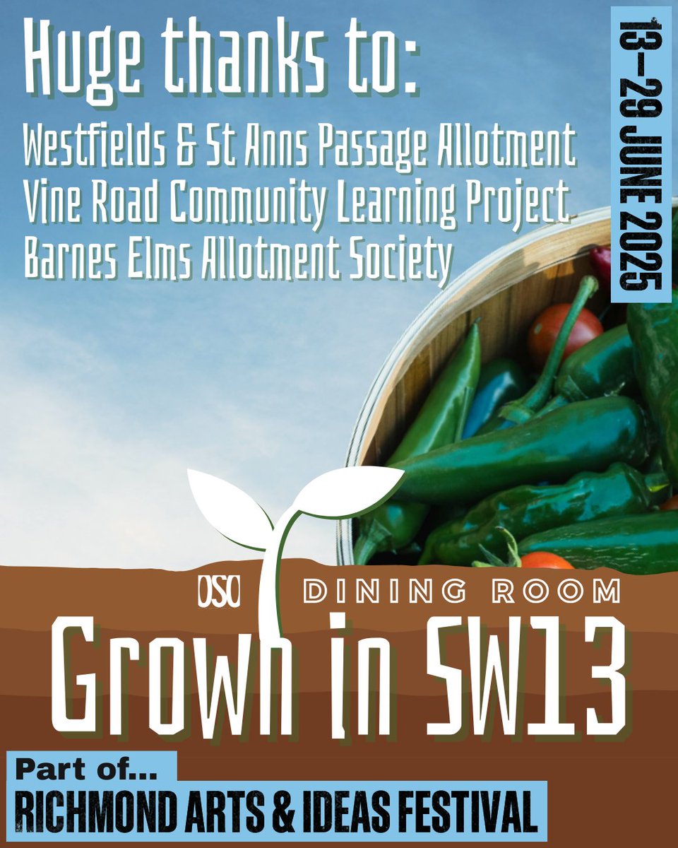 We wanted to extend a huge thanks to the providers of tonights ingredients. This evening's menu is crafted from produce sourced from local allotments, served with a locally-produced sparking wine made with grapes collected from Barnes.

Book here: osoarts.ticketsolve.com/ticketbooth/sh…