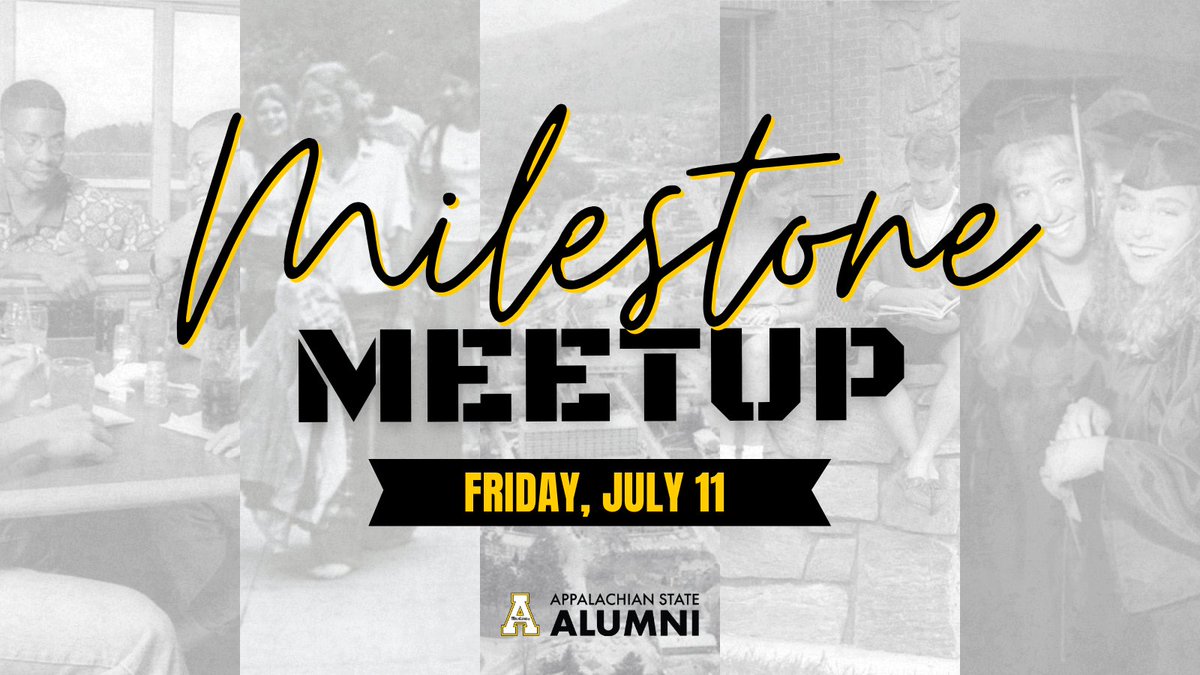 AppAlumni's tweet image. Reminisce about your App State days at our first-ever Milestone Meetup! Join us on Friday, July 11, from 7–9 p.m. at the McKinney Alumni Center, where we&apos;ll welcome alumni celebrating their 5th, 10th, 20th, 30th, 40th, and 50th reunions!
🔗 alumni.appstate.edu/milestone-meet…
